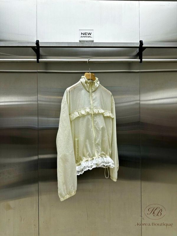 SS412 春季 透膚蕾絲造型風衣外套 