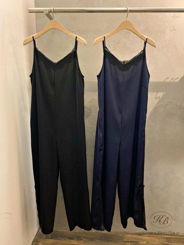 SS384 春季 蕾絲背心絲綢連身褲 