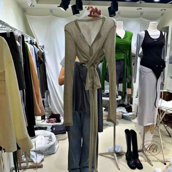 Fw428 冬季 法式綁帶多穿上衣 