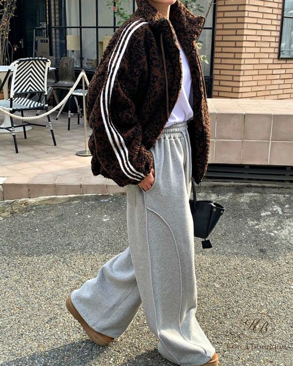 Fw442 冬季 豹紋羔毛外套 