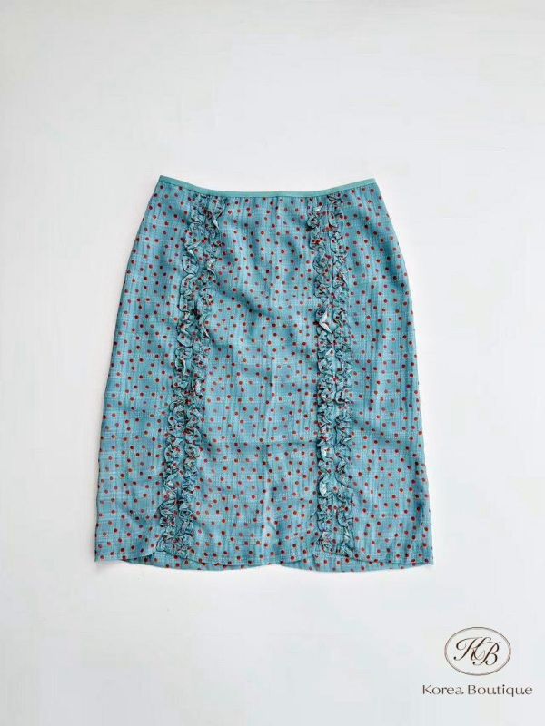 SS275 春季 復古色 點點半身裙 