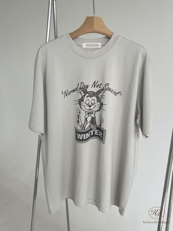 Kr96 夏裝 搞怪鬼臉小貓T 