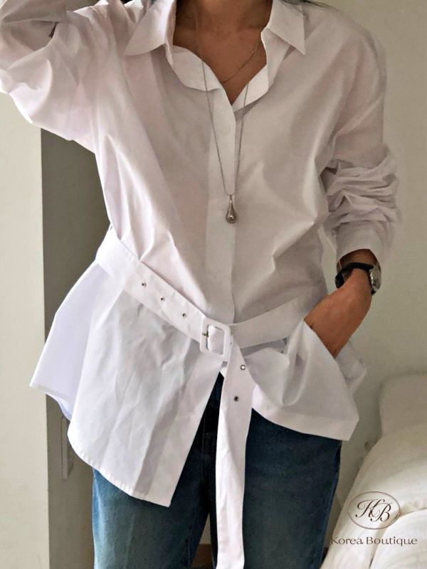 Fw180 秋季 長版襯衫綁帶襯衫 