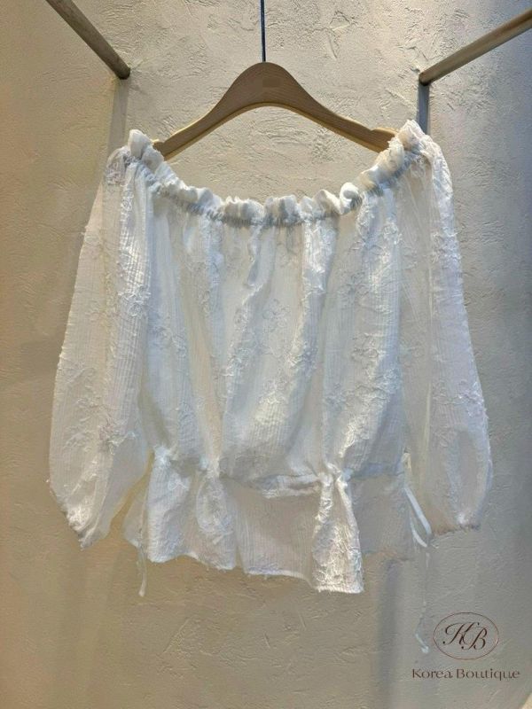 SS357 春季 腰間可綁帶拉平口上衣 