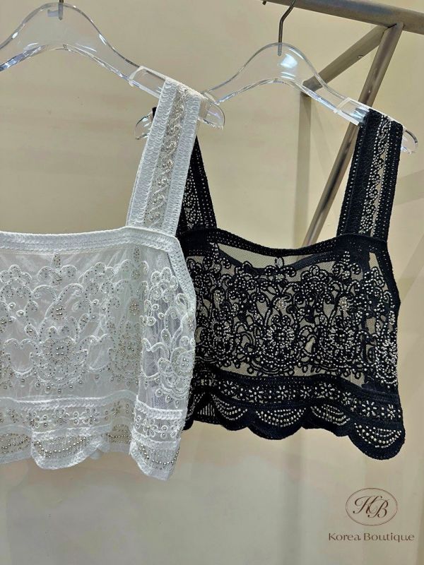 Fw354 秋季 珠串蕾絲馬甲 