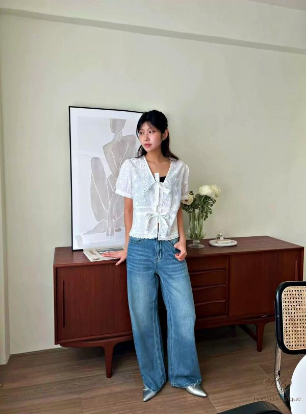 SS434 春季 蝴蝶結口袋上衣 