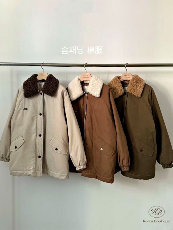 Fw478 冬季 鋪面可拆毛毛領外套 