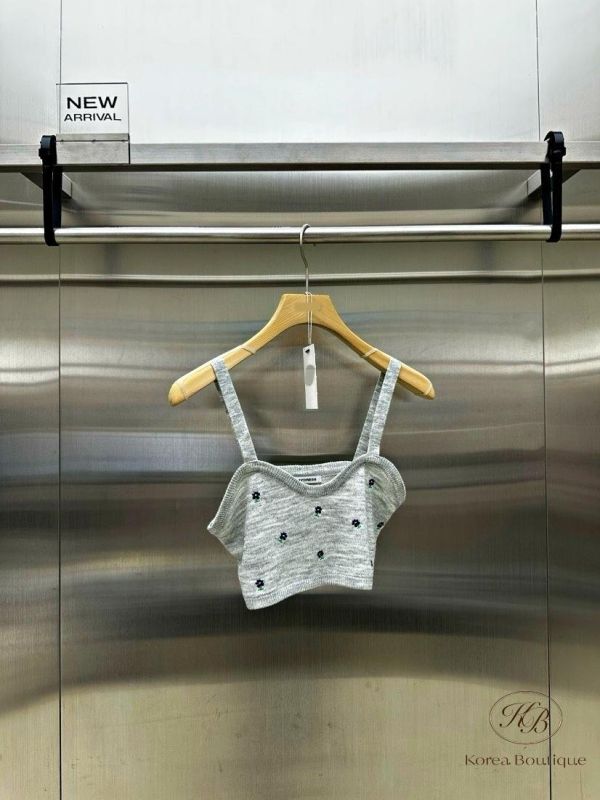 SS411 春季 小花刺繡針織背心 