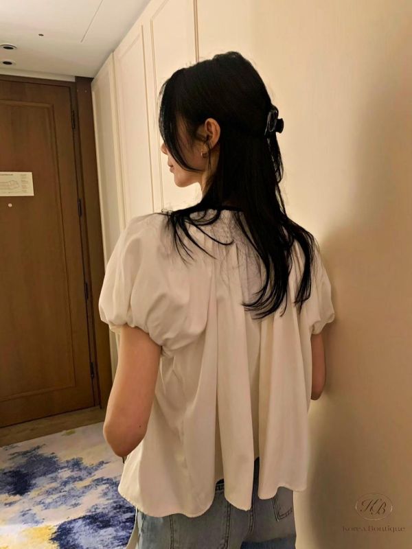 SS348 春季 綁帶蓬蓬袖罩衫 