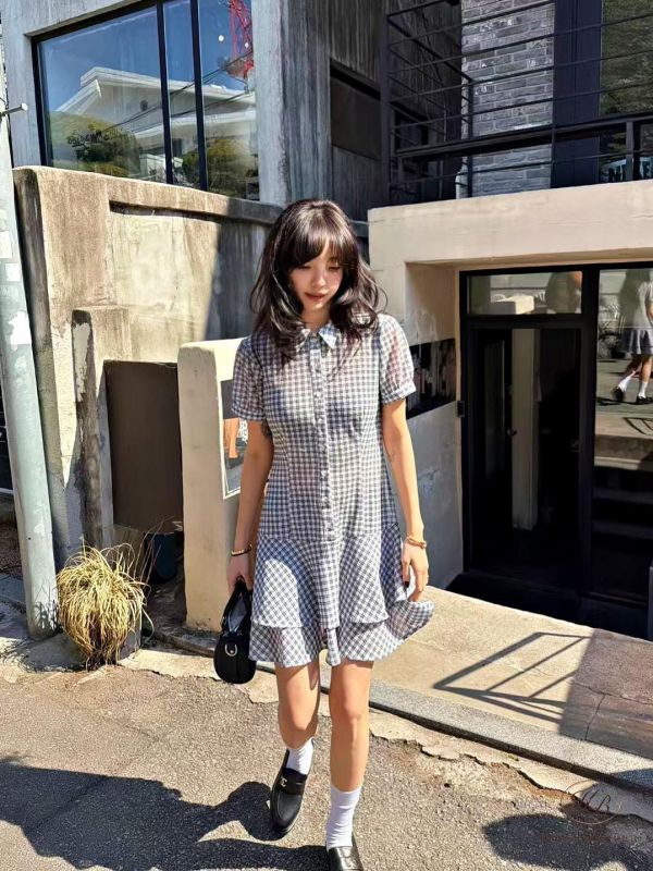 SS267 春季 復古格紋洋裝 