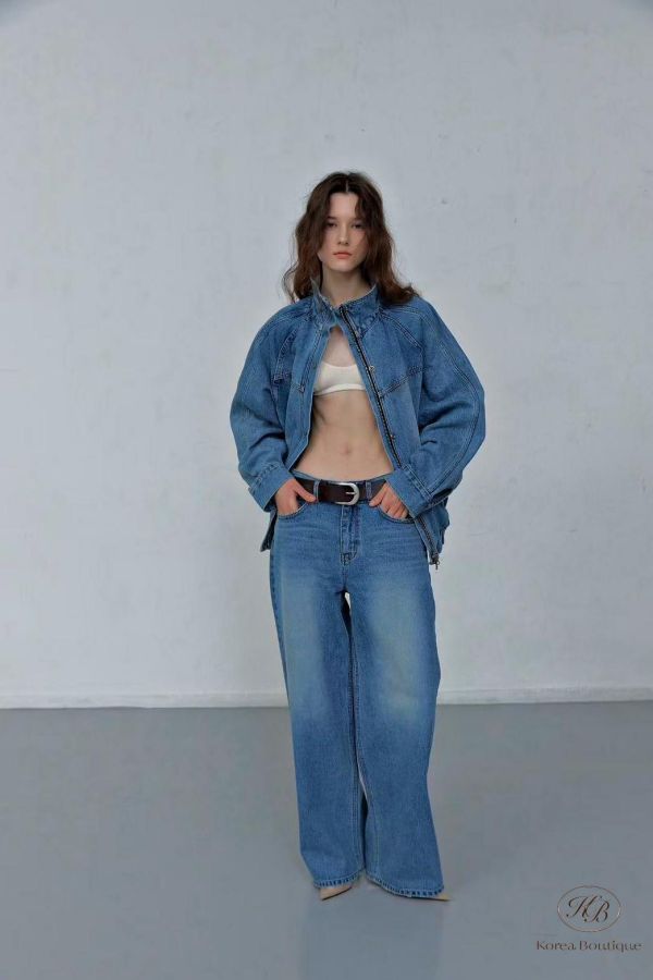 SS162 春季 好看的壓線翻領牛仔外套 