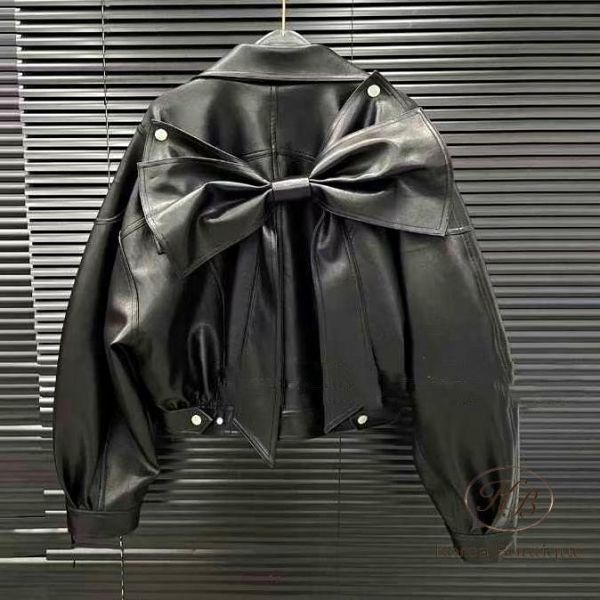 SS130 春季 蝴蝶結造型皮衣 