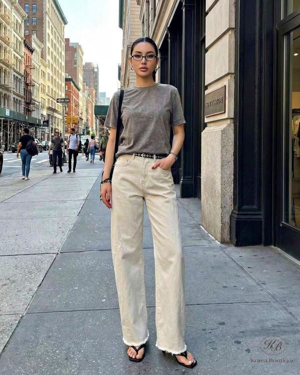 SS226 春季 毛邊直筒牛仔褲 