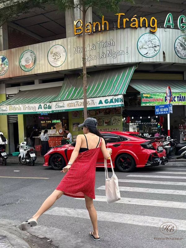 Sv44 夏裝 點點復古背心洋裝 