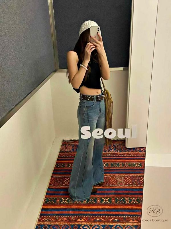 SS167 春季 好看的微喇叭牛仔褲 附皮帶 