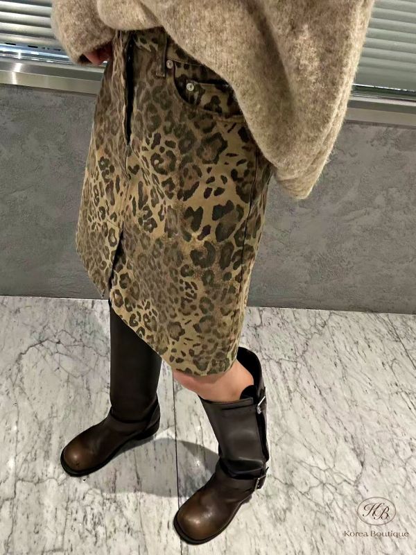 Fw482 冬季 豹紋半身裙 
