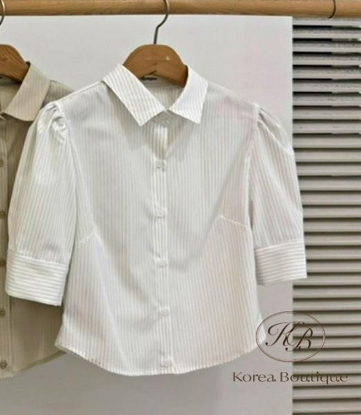 SS336 春季 短版條紋襯衫 不含外罩背心 