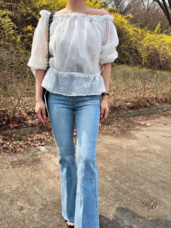 SS357 春季 腰間可綁帶拉平口上衣 