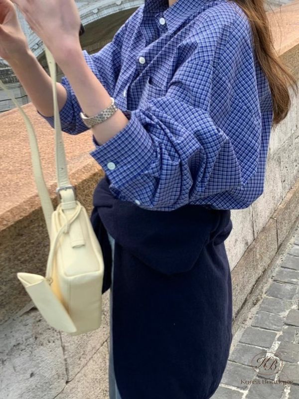 Sp96 春裝 質感學院風的格紋襯衫 