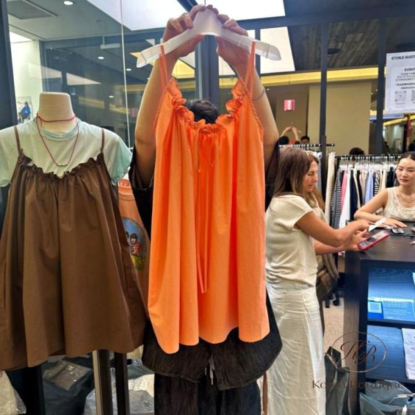 KR2638 夏季 束口領洋裝 有口袋 