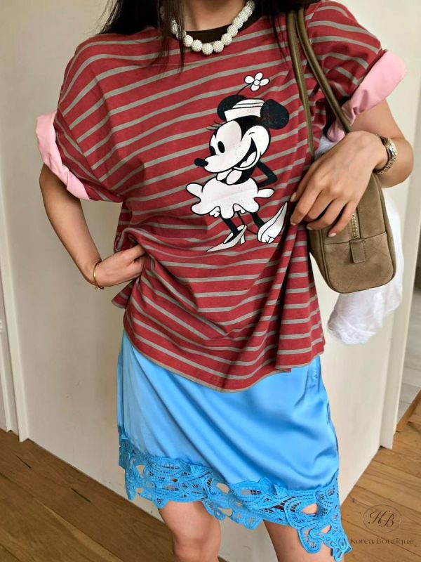 FW2640 秋季 復古色米妮條紋tee 