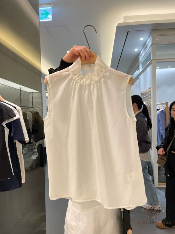 Kr99 夏裝 立領摺影無袖上衣 