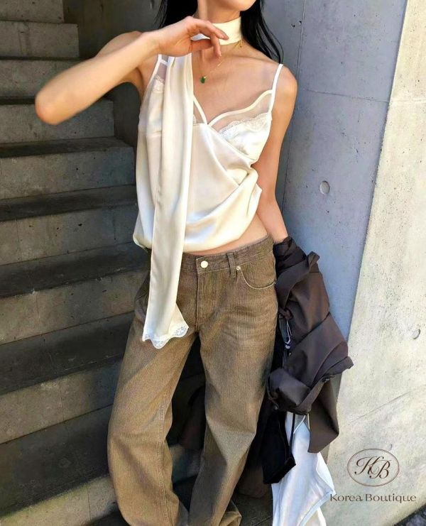 FW2639 秋季 附圍巾的絲綢背心 