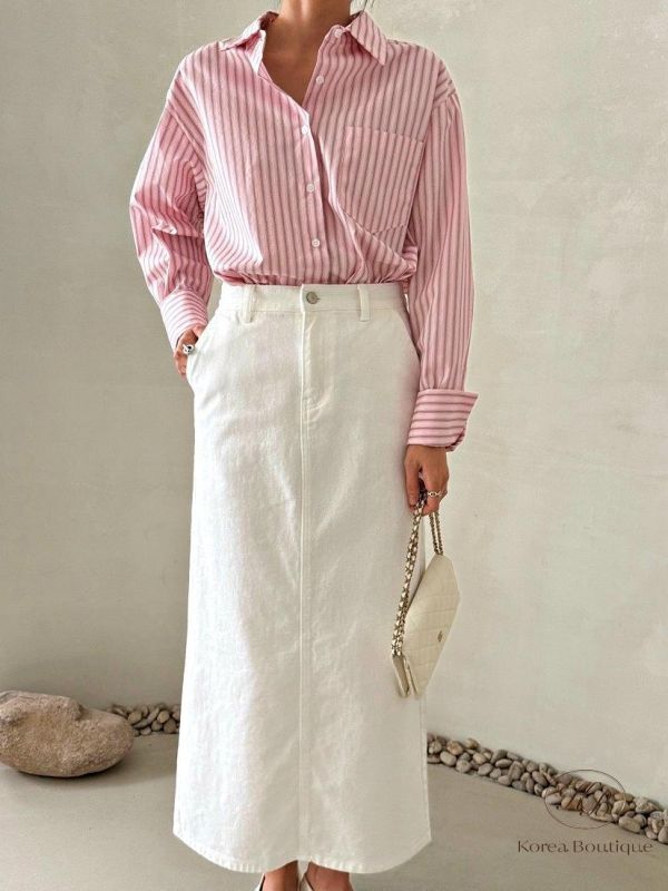 SS283 春季 粉嫩色條紋襯衫 