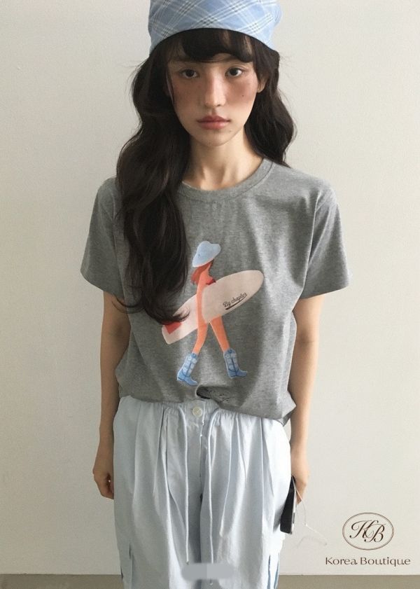 Su46 夏裝 清新衝浪女孩tee 