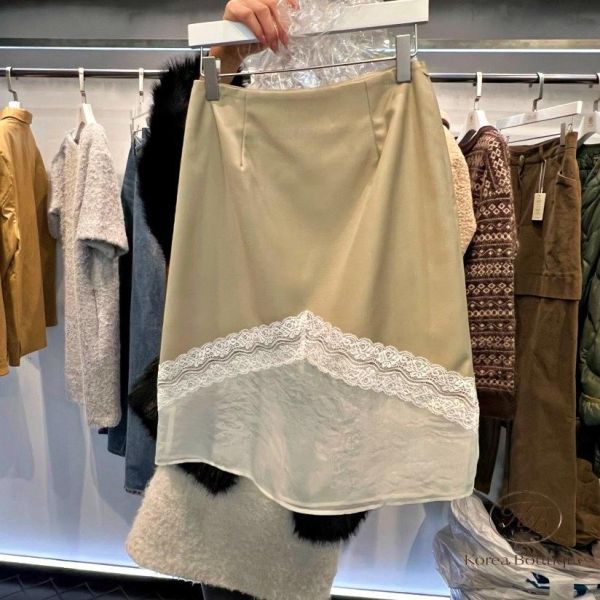 SS124 春季 細節好美的透紗蕾絲半身裙 