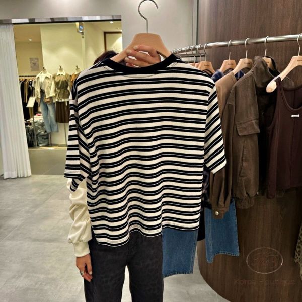 Fw279 秋季 讓人好心情顏色的條紋上衣 