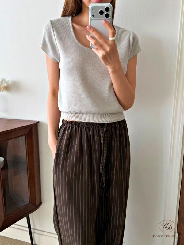 SS437 春季 休閒條紋直筒褲 