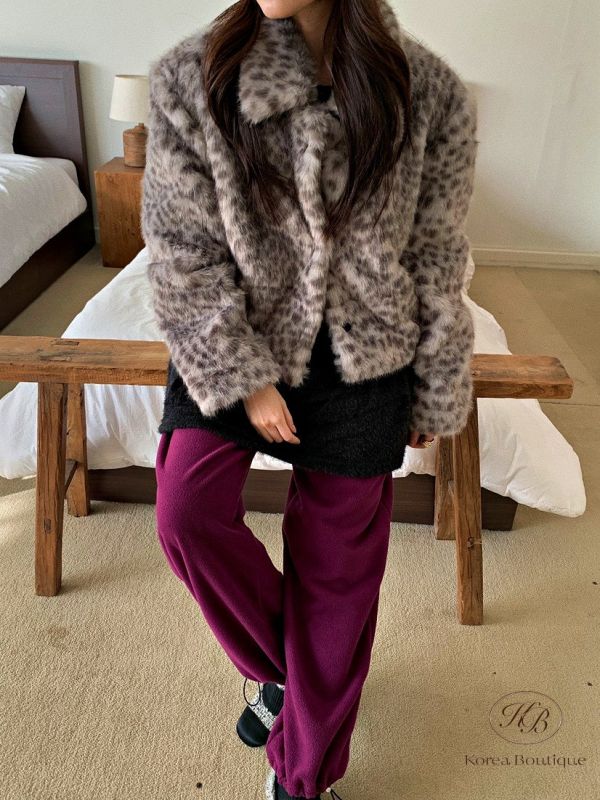 FWKR97 冬季 動物斑點皮草外套 