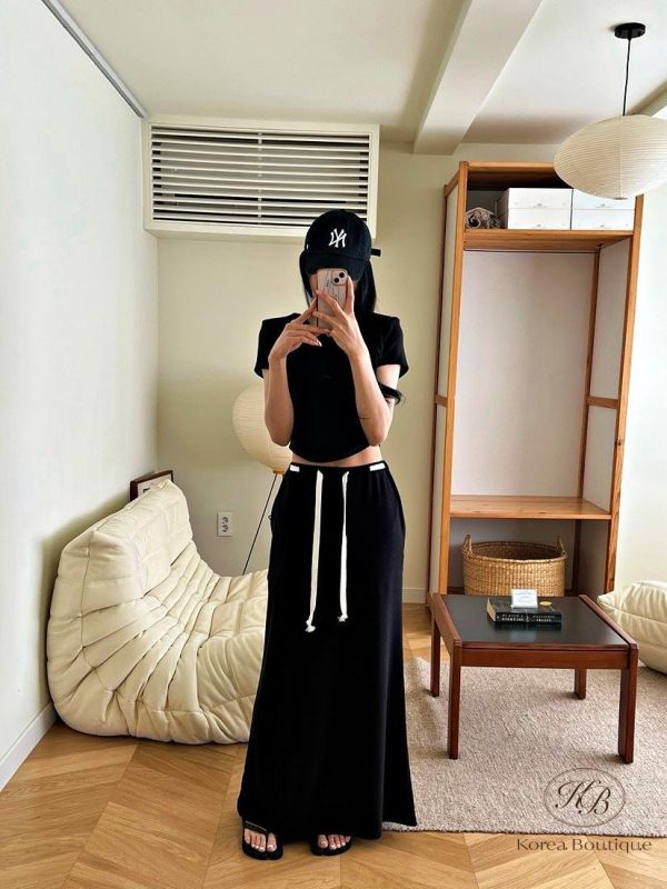 SS391 春季 棉質長裙運動套裝 