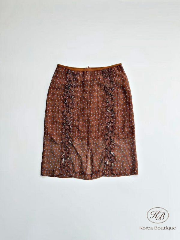 SS275 春季 復古色 點點半身裙 