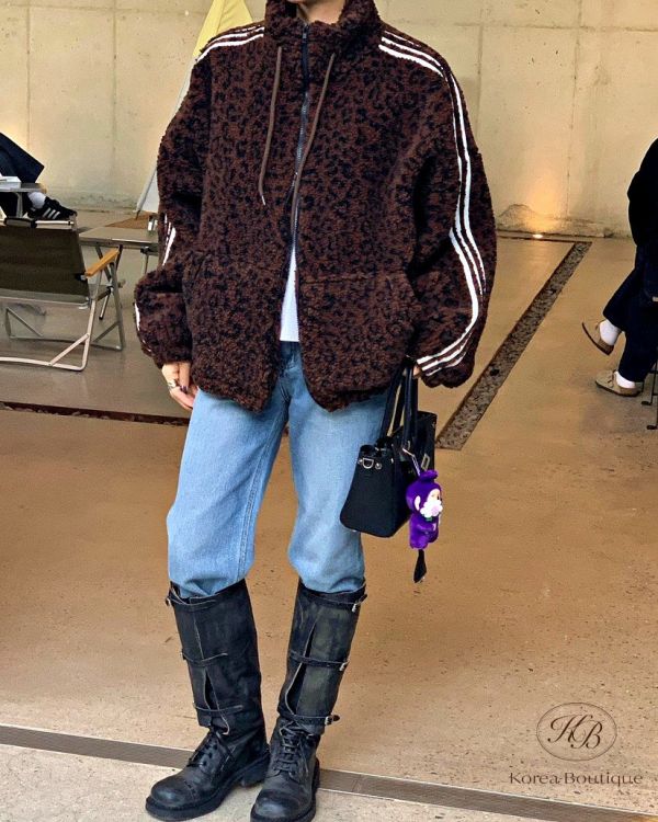 Fw442 冬季 豹紋羔毛外套 