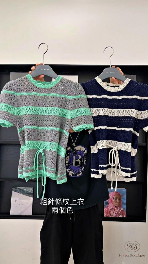 FW2693 秋季 粗針條紋上衣 可單穿裡面也可以內搭 