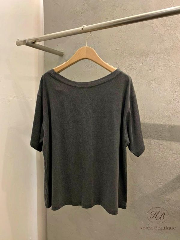 SS385 春季 水洗棉帥氣的標誌大領口tee 