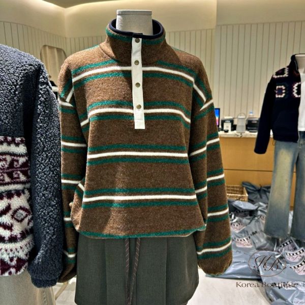 FWKR95 冬季 條紋質感很好的上衣 輕薄保暖 