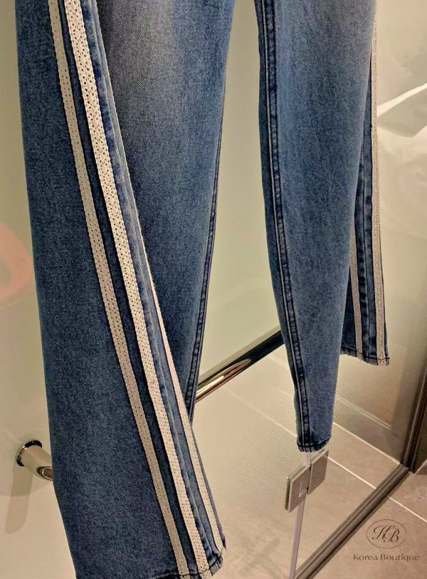 Fw462 冬季 線條設計牛仔褲 