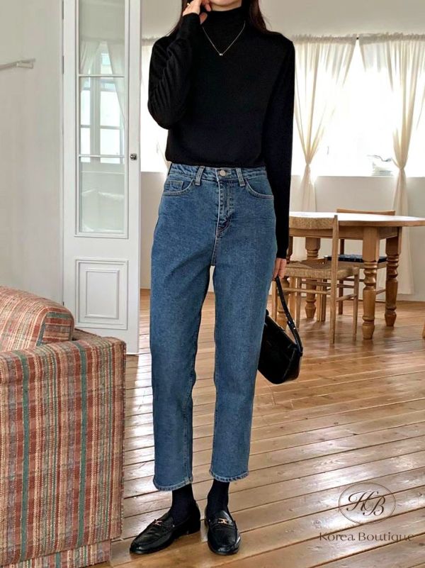 Fw465 冬季 冬天的小直筒牛仔褲 