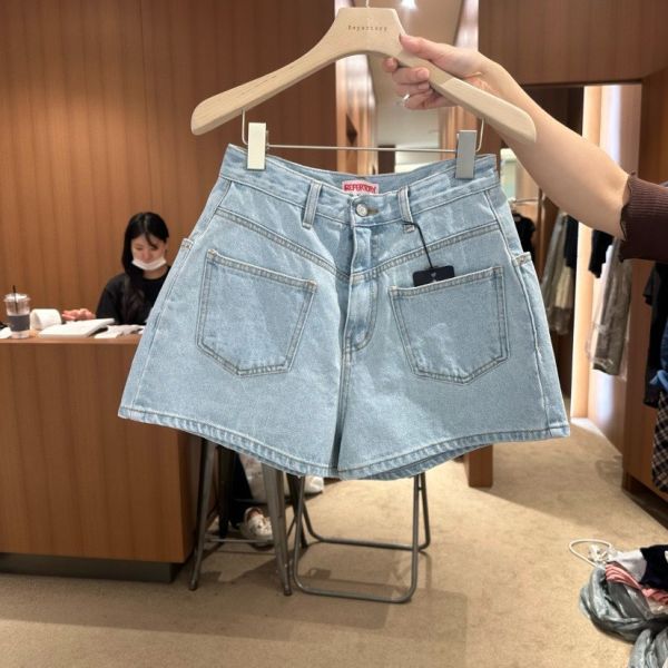 Spv90 夏裝 雙口袋修身牛仔短褲 