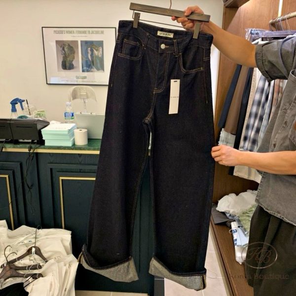 Fw390 秋季 下擺可摺德丹寧原色牛仔褲 