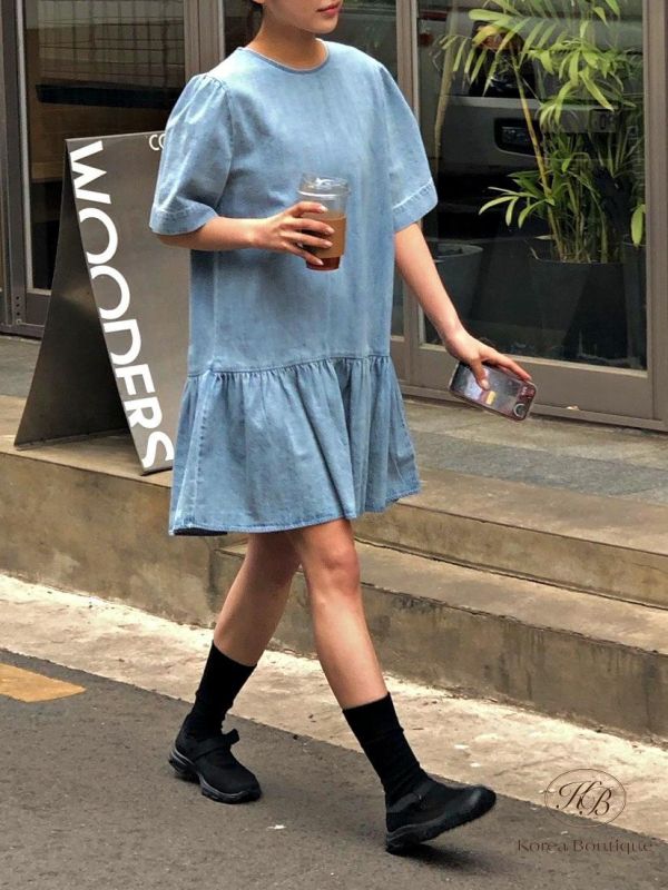 SS293 春季 前後都可以穿的牛仔洋裝 