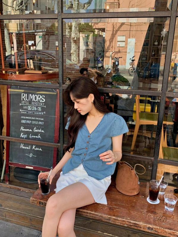 SS399 春季 丹寧牛仔短袖襯衫 