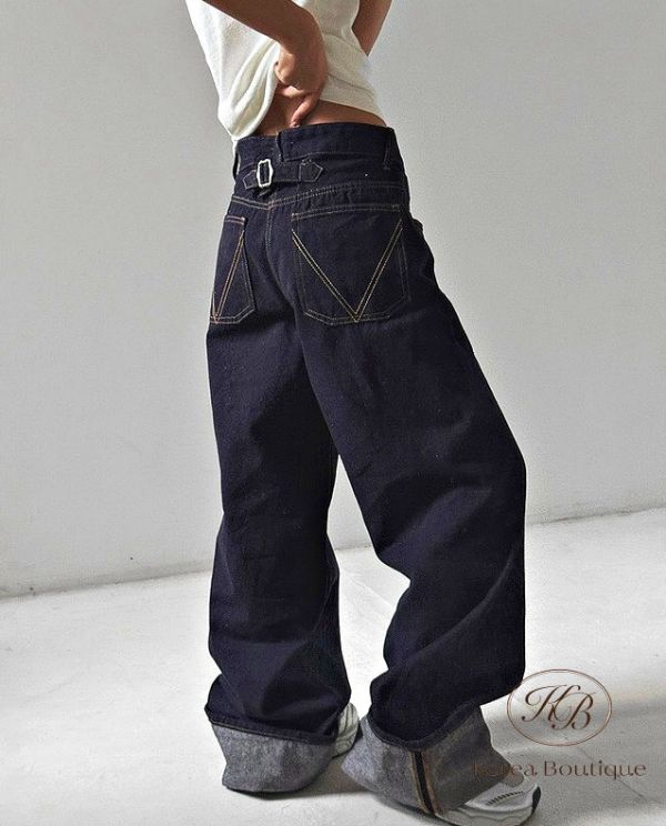 Fw390 秋季 下擺可摺德丹寧原色牛仔褲 