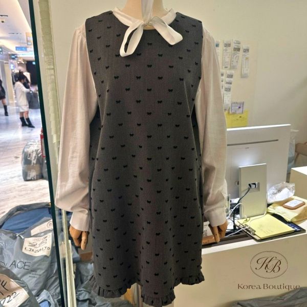 FWKR64 冬季 滿滿蝴蝶結背心洋裝 