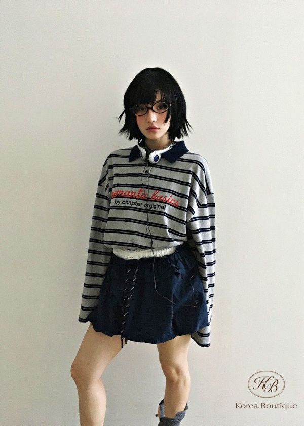 Fw168 秋季 可愛配色的條紋polo杉 