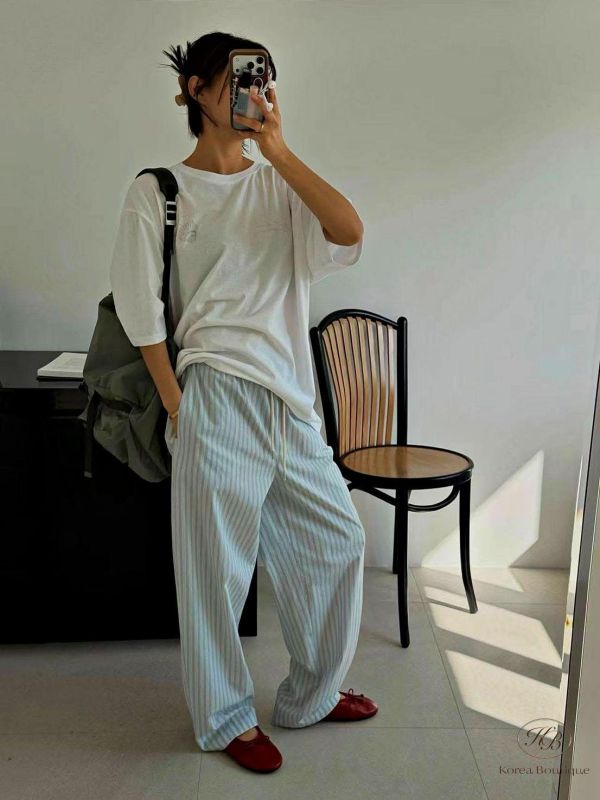 SS445 春季 質感條紋休閒口袋褲 