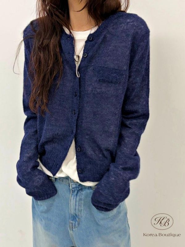 SS265 春季 很美的薄針織口袋外套 